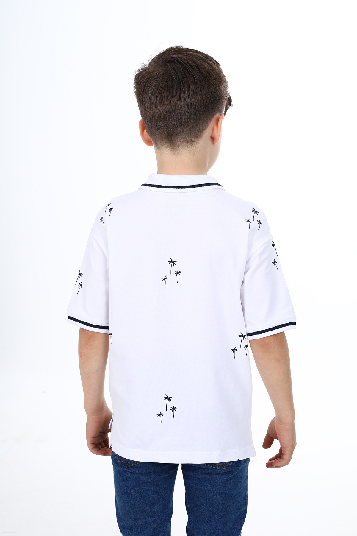 Toontoy Erkek Çocuk Polo Yaka Palmiye  Baskılı Tişört
