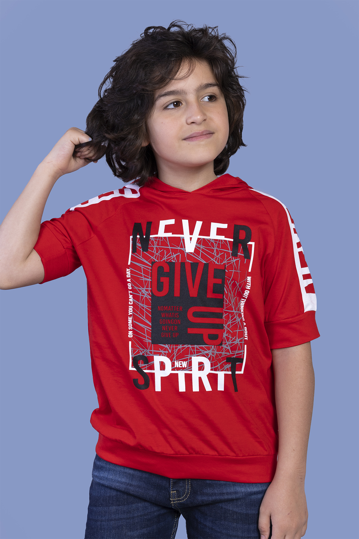 Toontoy Erkek Çocuk Baskılı Kapüşonlu Reglan Kol Tişört