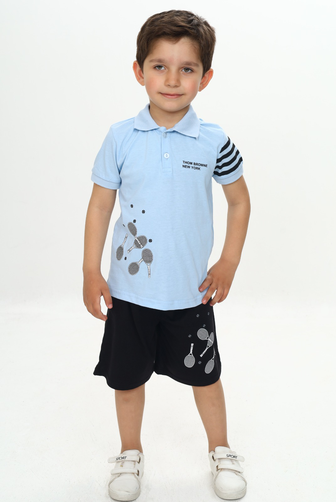 Toontoy Erkek Çocuk Polo Yaka Baskılı Şortlu Takım