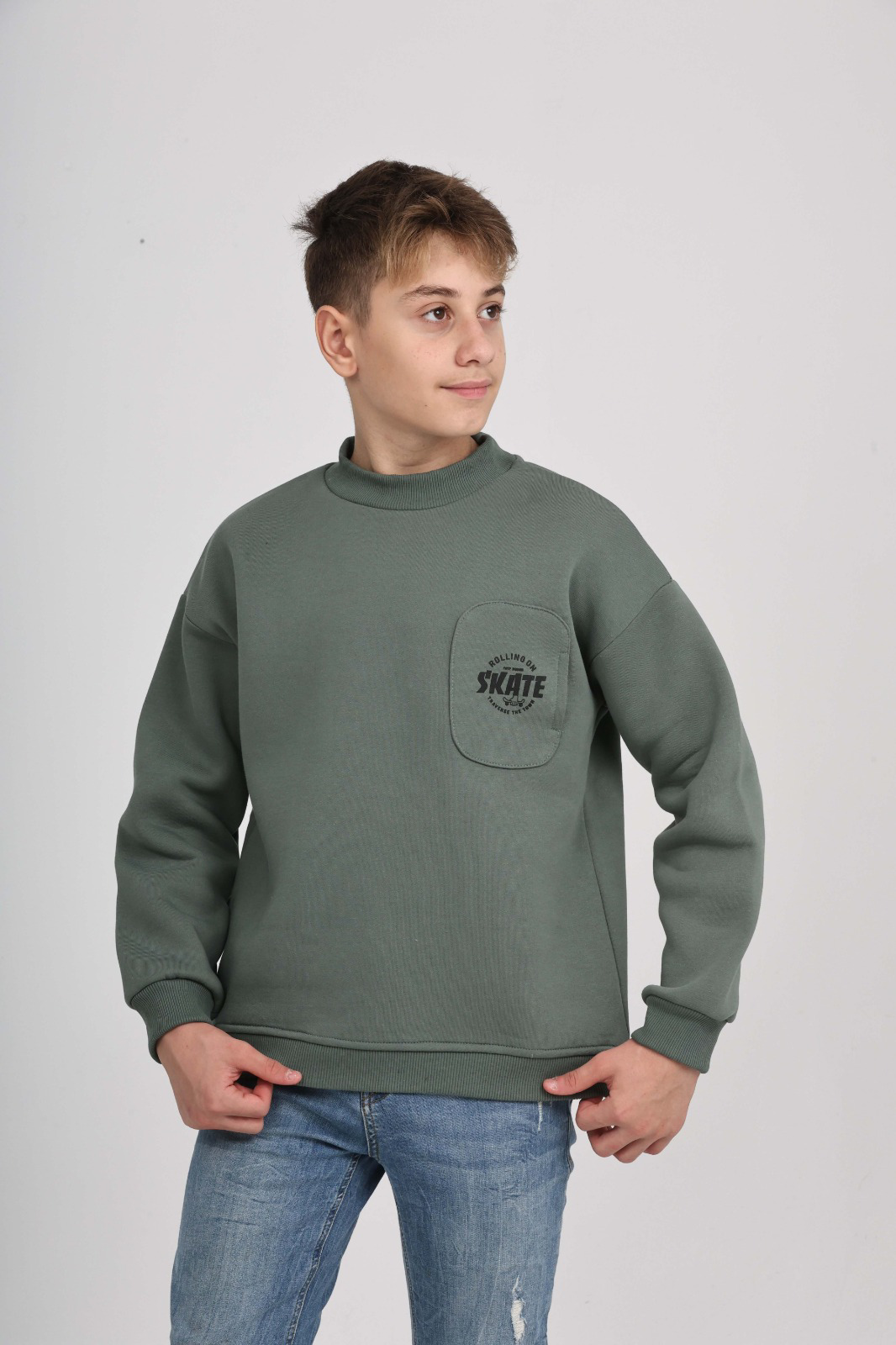 Toontoy Erkek Çocuk Cep Skate Baskılı Sweatshirt
