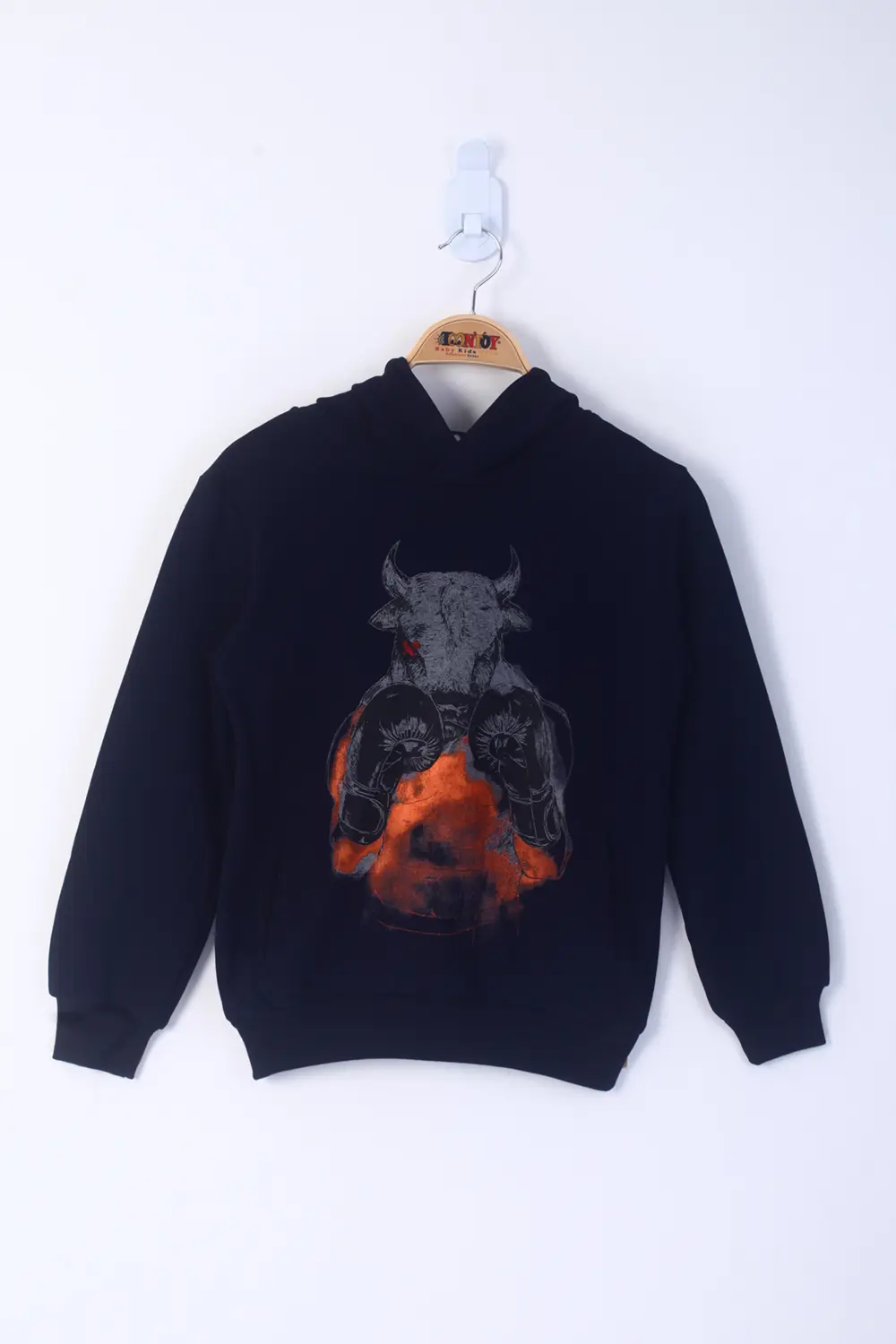 Toontoy Erkek Çocuk Boks Eldivenli Boğa Baskılı Sweatshirt