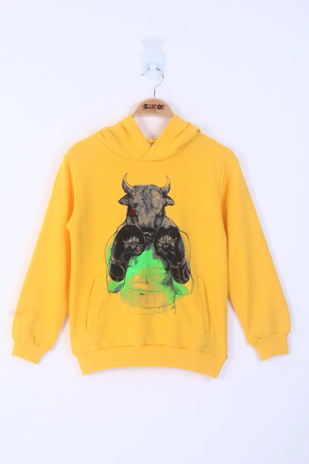 Toontoy Erkek Çocuk Boks Eldivenli Boğa Baskılı Sweatshirt