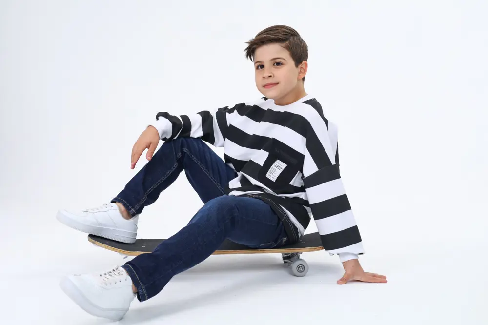 Toontoy Erkek Çocuk Çizgili Sweatshirt