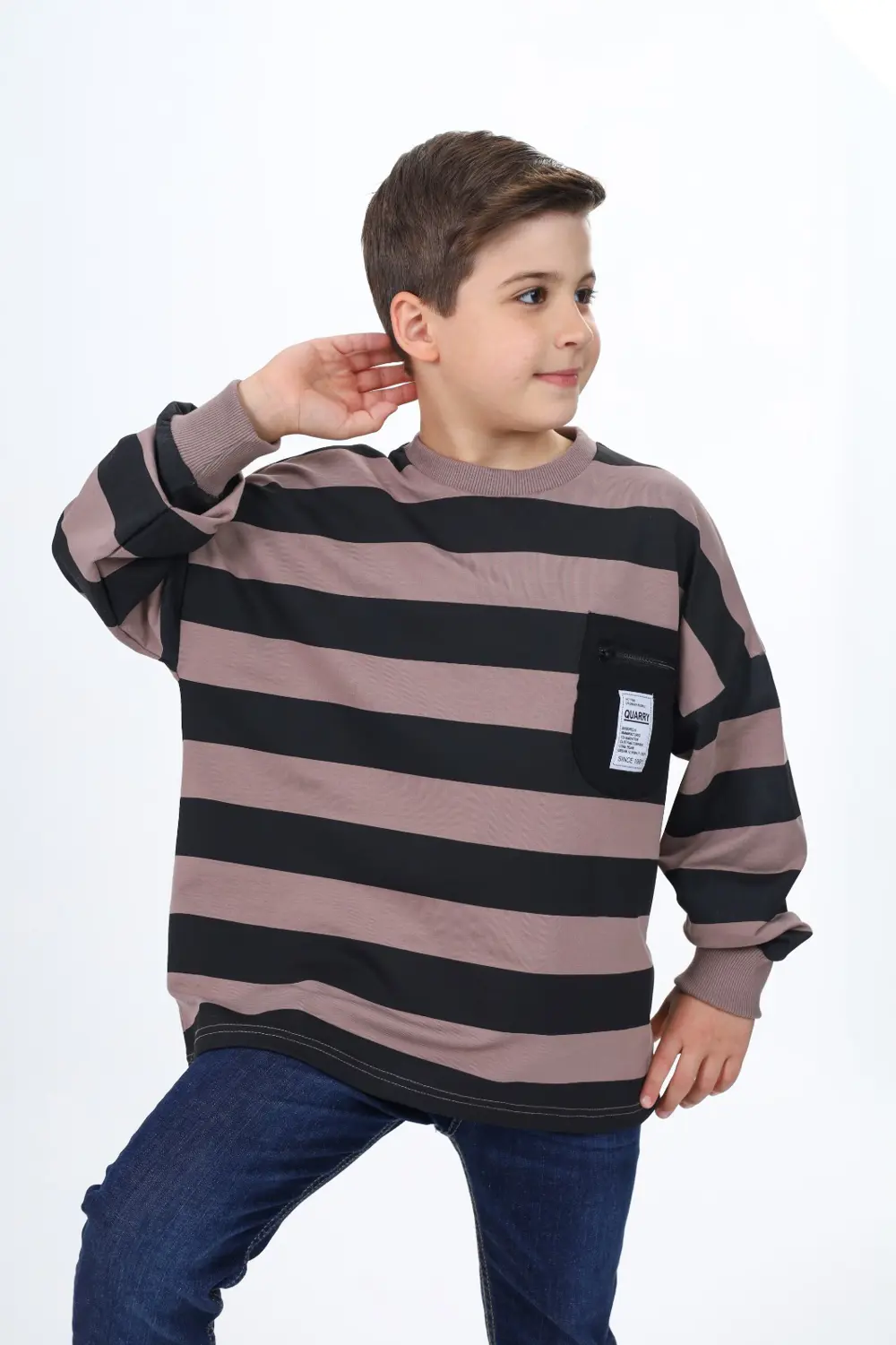 Toontoy Erkek Çocuk Çizgili Sweatshirt
