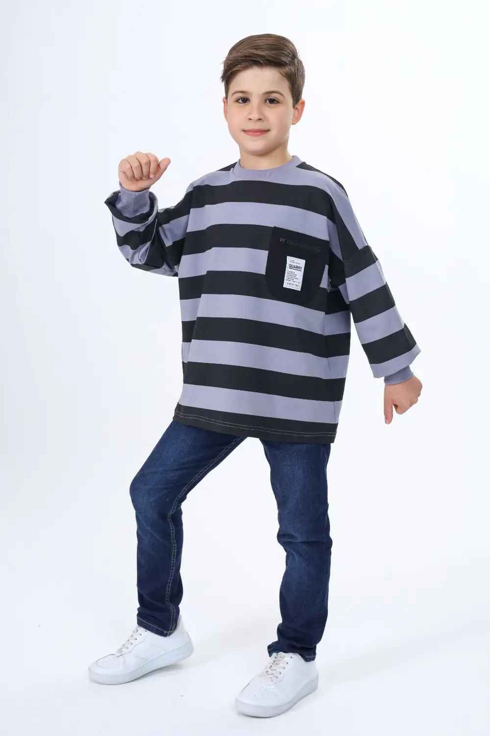 Toontoy Erkek Çocuk Çizgili Sweatshirt