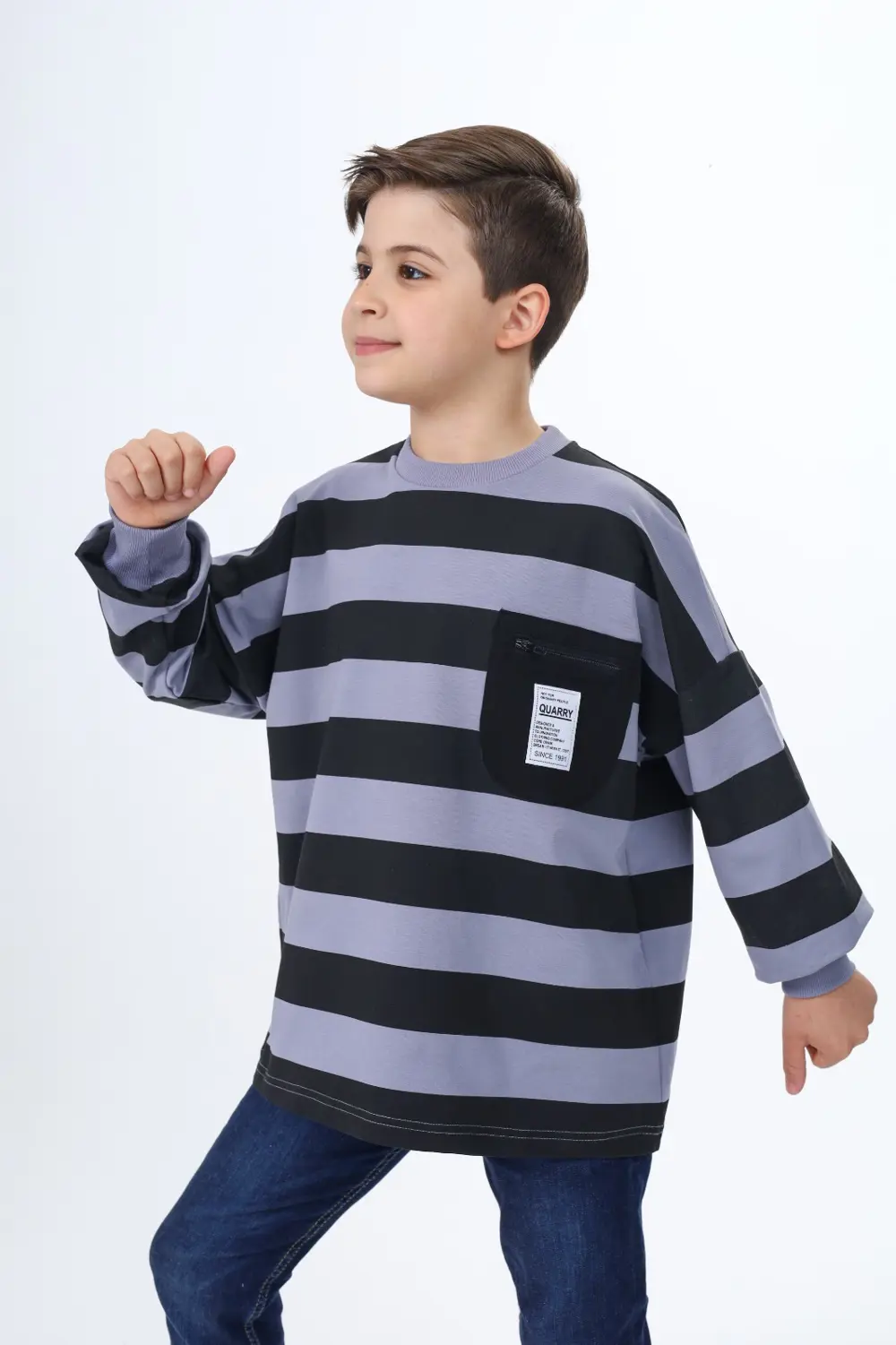 Toontoy Erkek Çocuk Çizgili Sweatshirt