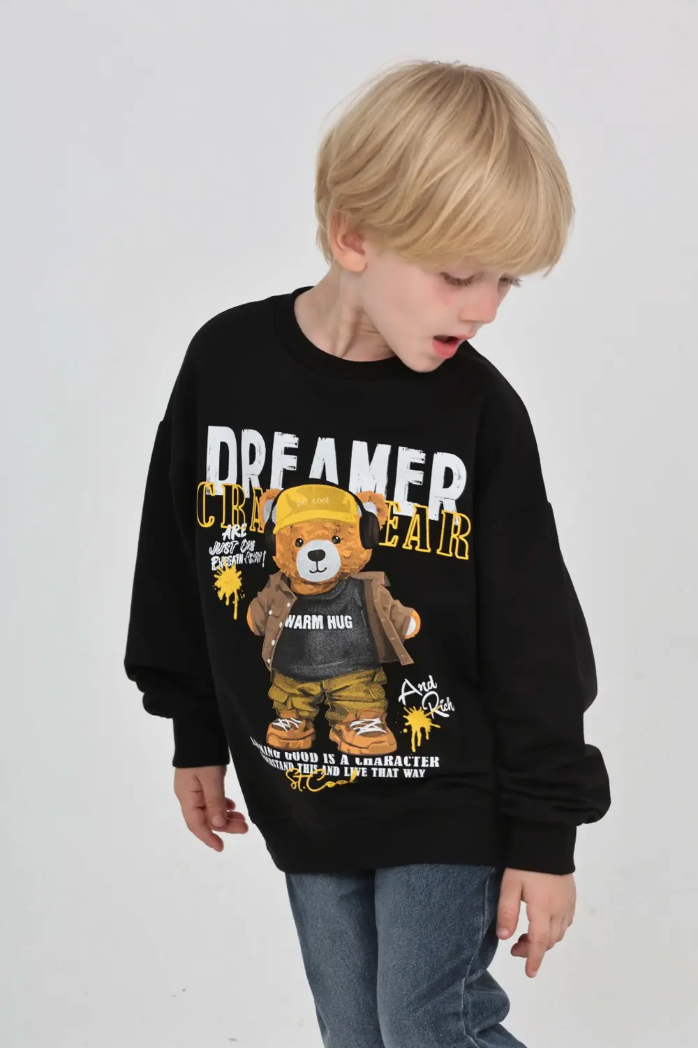 Toontoy Erkek Çocuk Dreamer Ayı Baskılı Sweatshirt