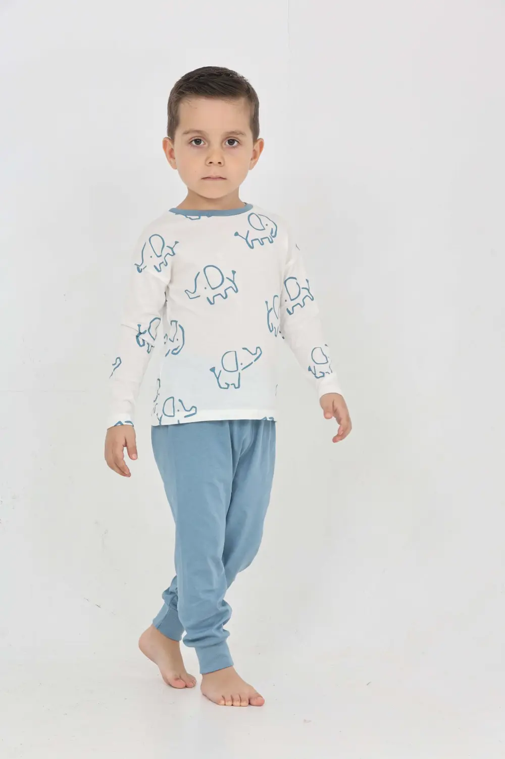 Toontoy Erkek Çocuk Fil Pano Baskılı Pijama Takım