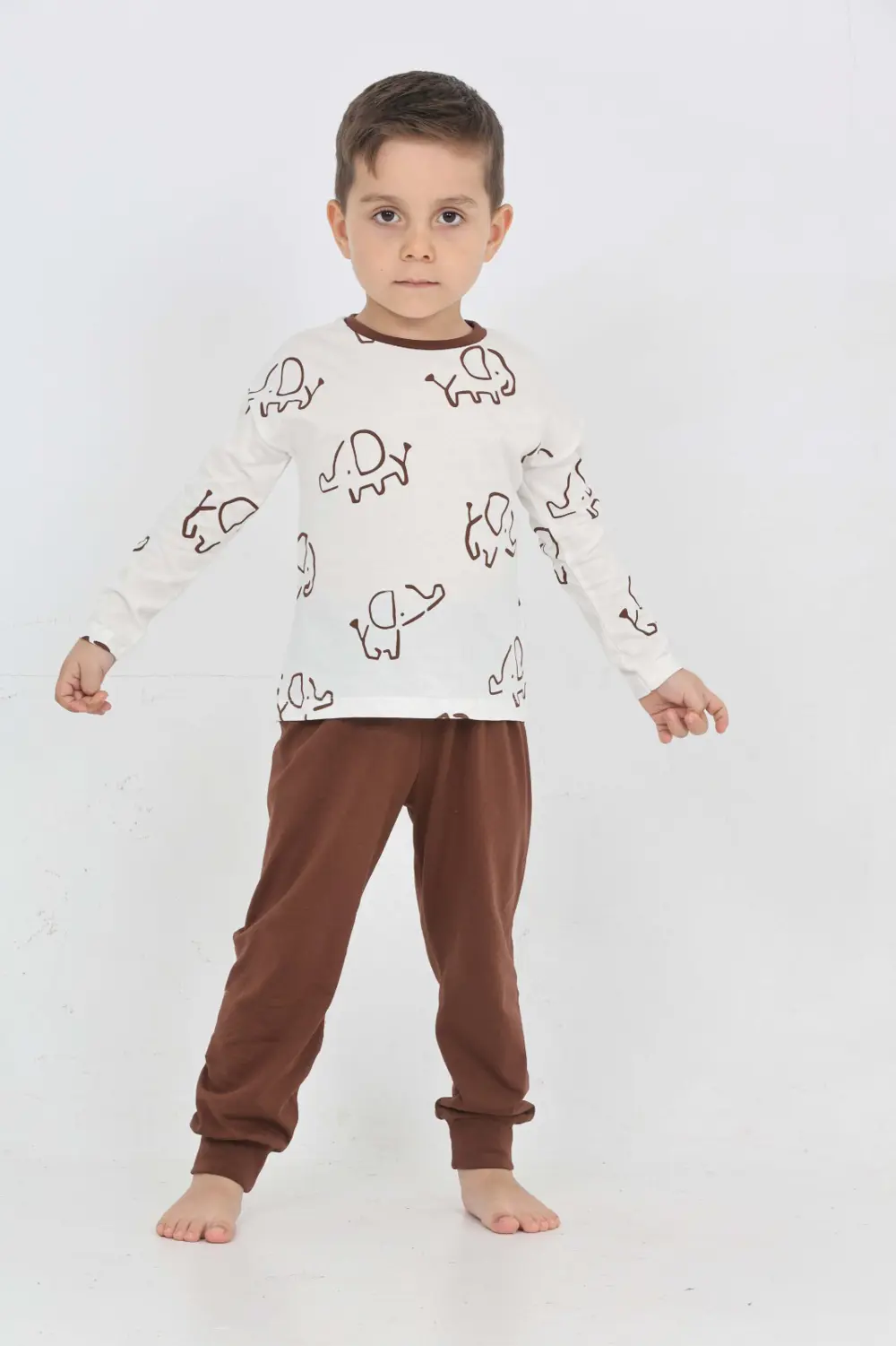 Toontoy Erkek Çocuk Fil Pano Baskılı Pijama Takım
