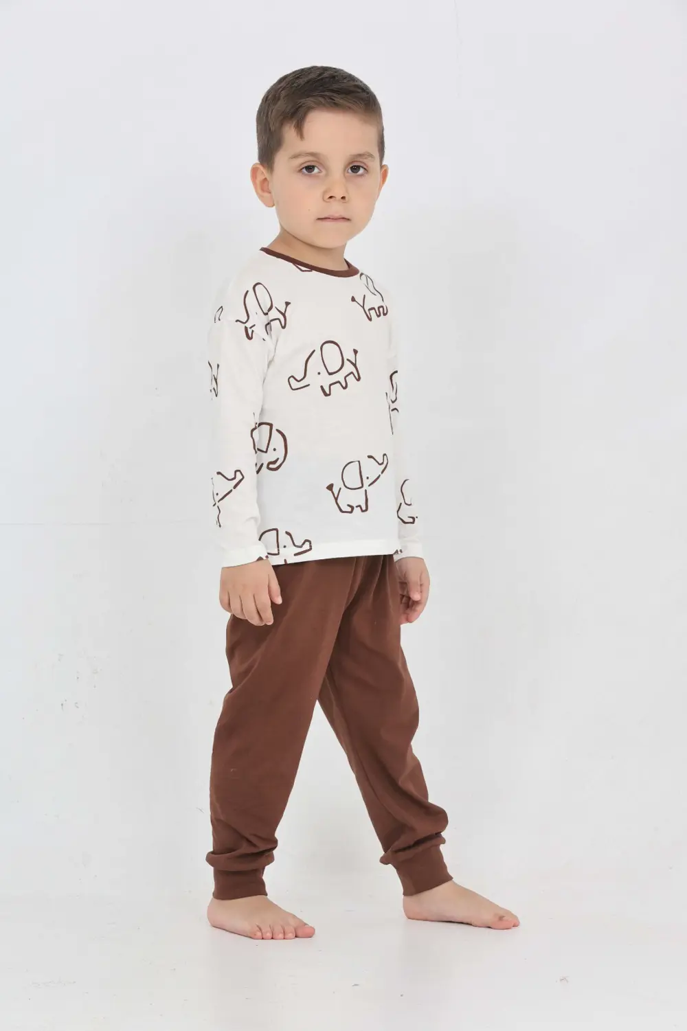 Toontoy Erkek Çocuk Fil Pano Baskılı Pijama Takım