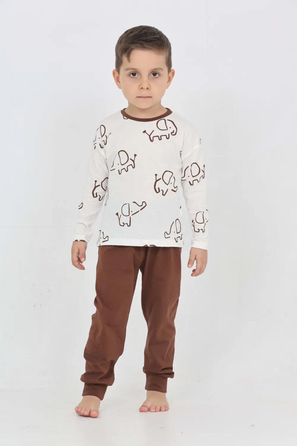 Toontoy Erkek Çocuk Fil Pano Baskılı Pijama Takım