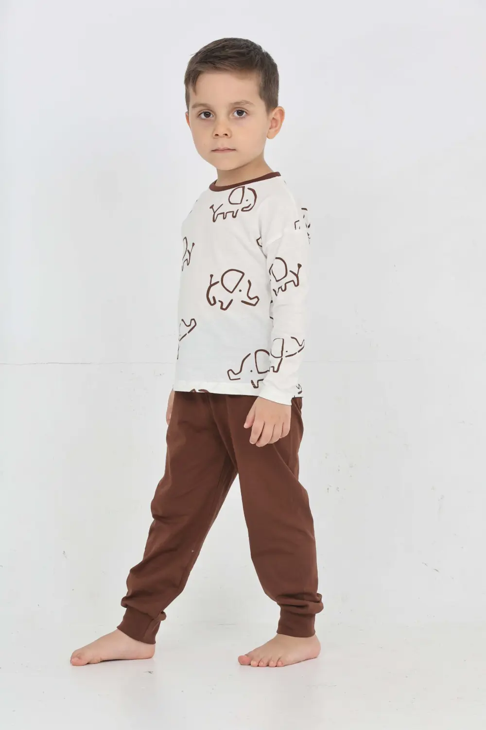 Toontoy Erkek Çocuk Fil Pano Baskılı Pijama Takım
