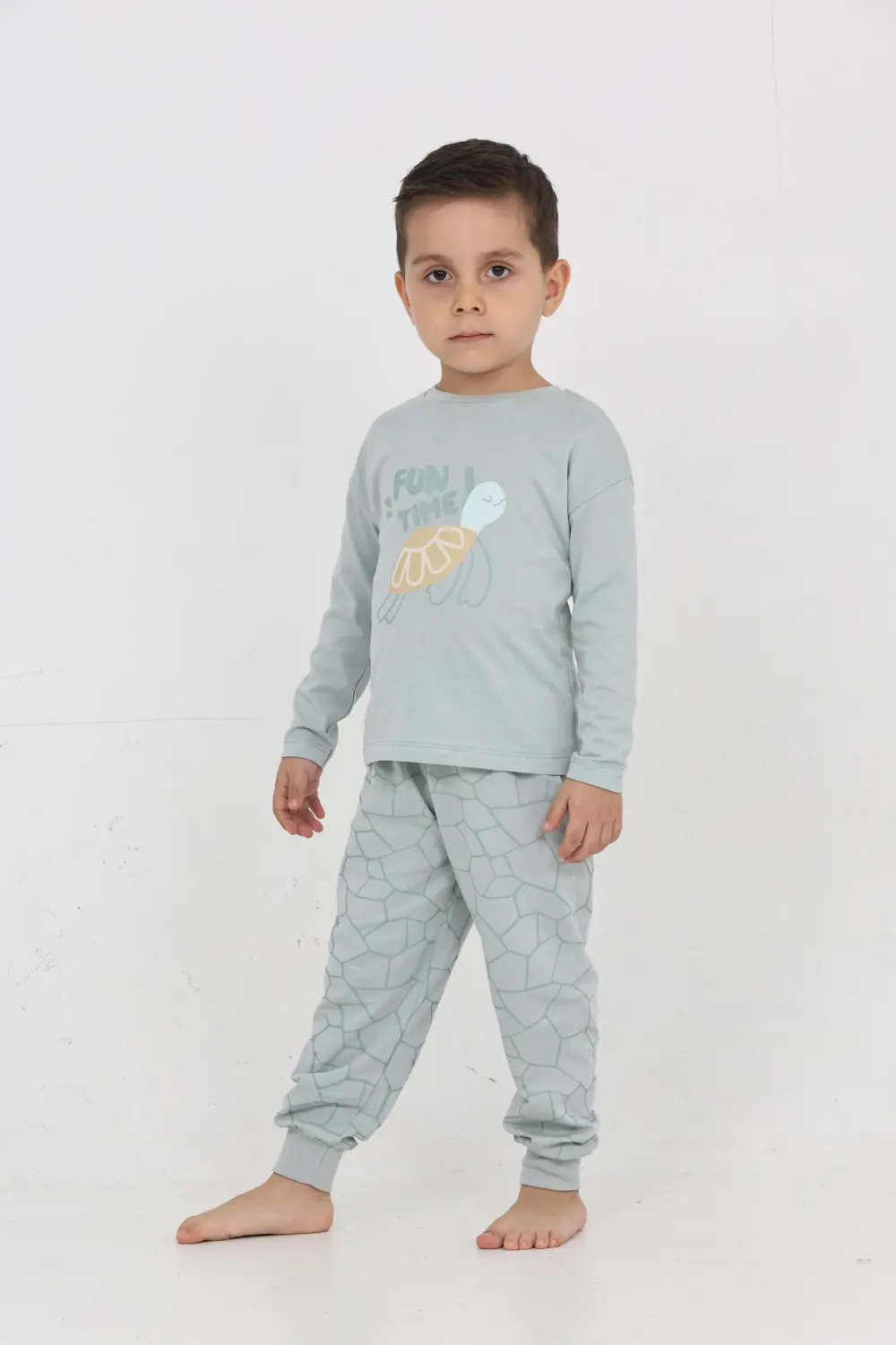 Toontoy Erkek Çocuk Kaplumbağa Baskılı Pijama Takım