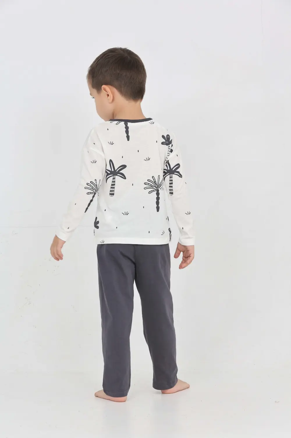 Toontoy Erkek Çocuk Palmiye Baskılı Pijama Takım