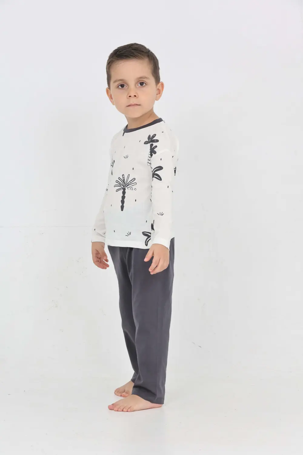 Toontoy Erkek Çocuk Palmiye Baskılı Pijama Takım