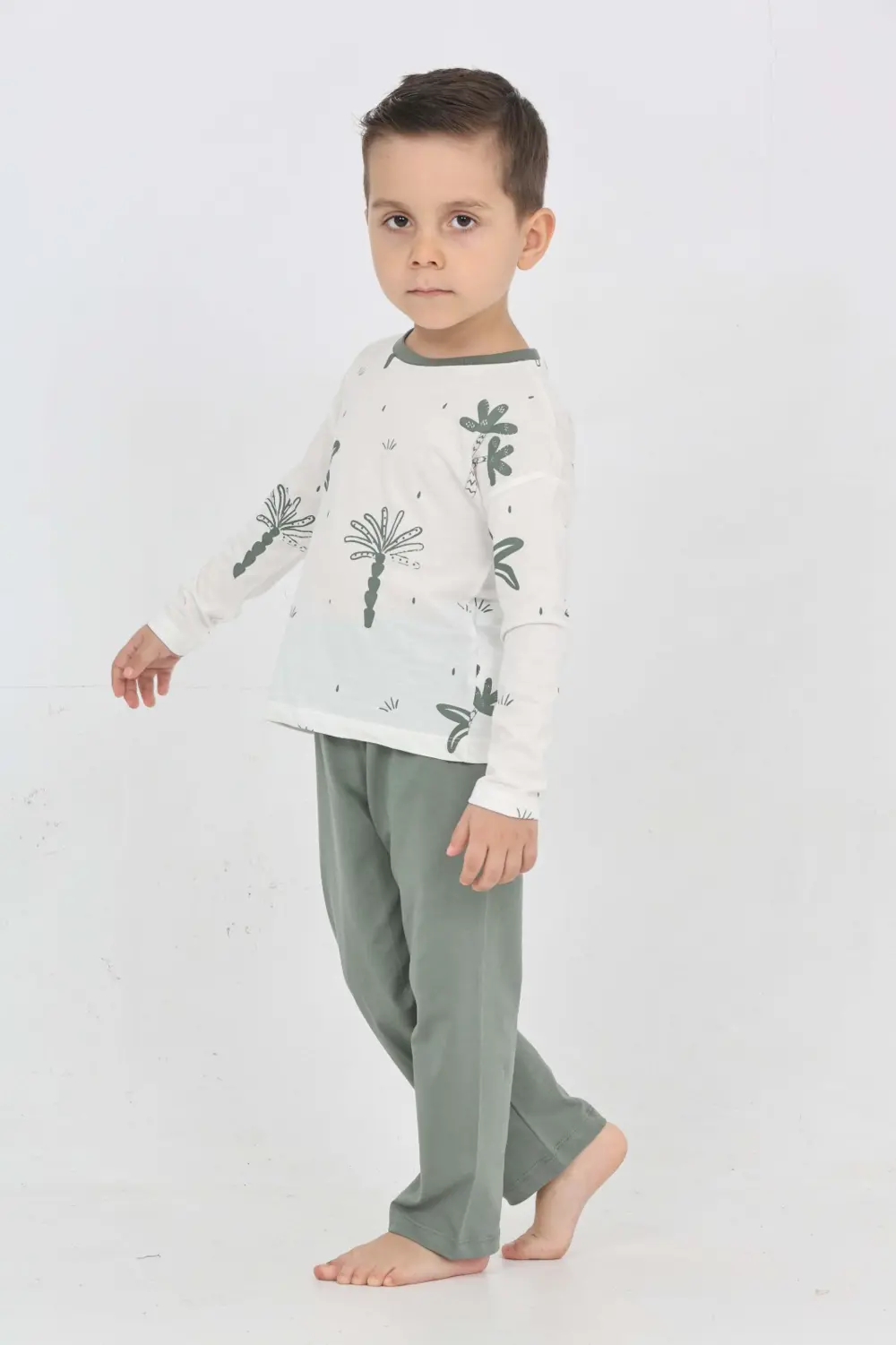 Toontoy Erkek Çocuk Palmiye Baskılı Pijama Takım