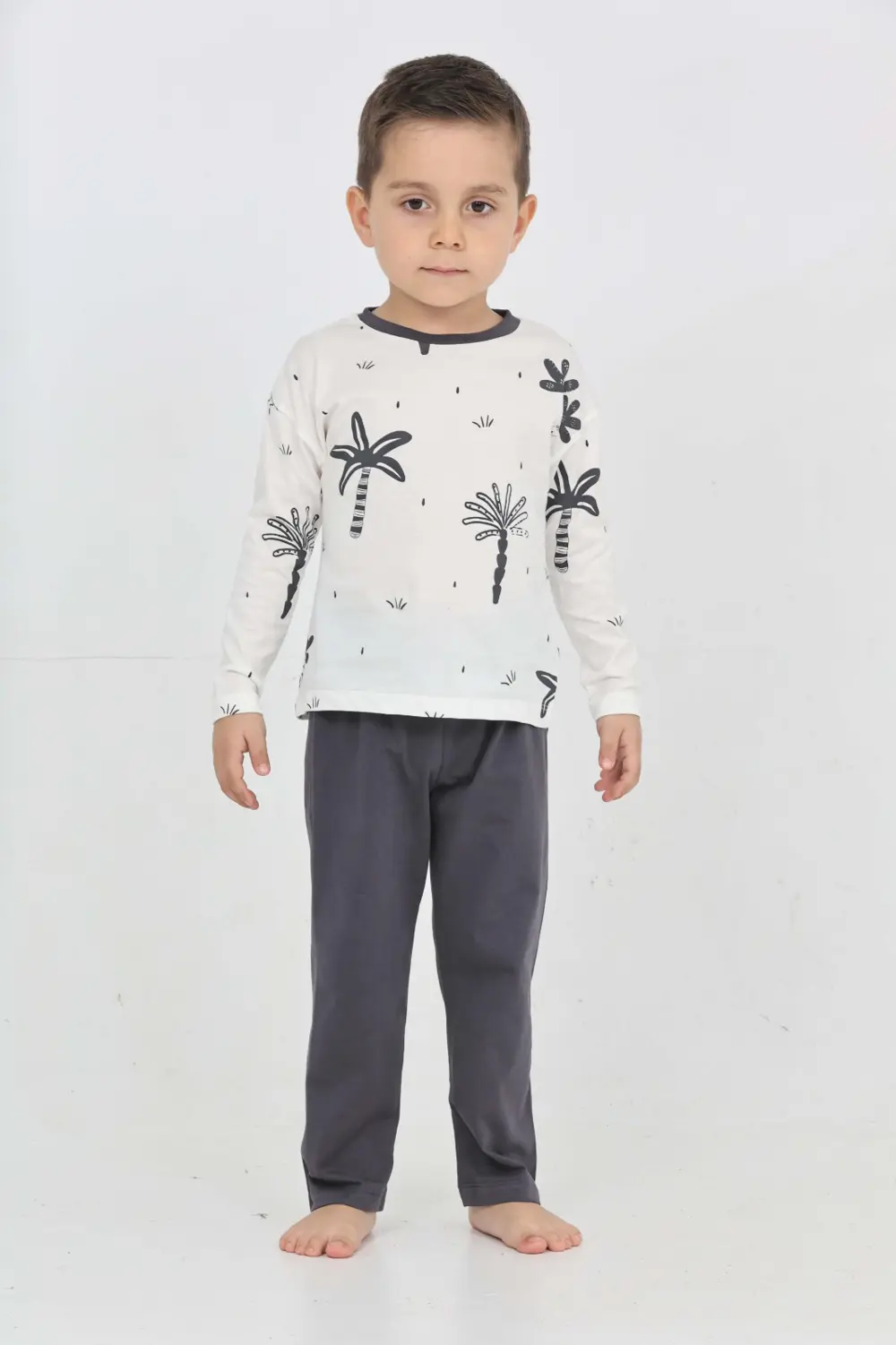 Toontoy Erkek Çocuk Palmiye Baskılı Pijama Takım