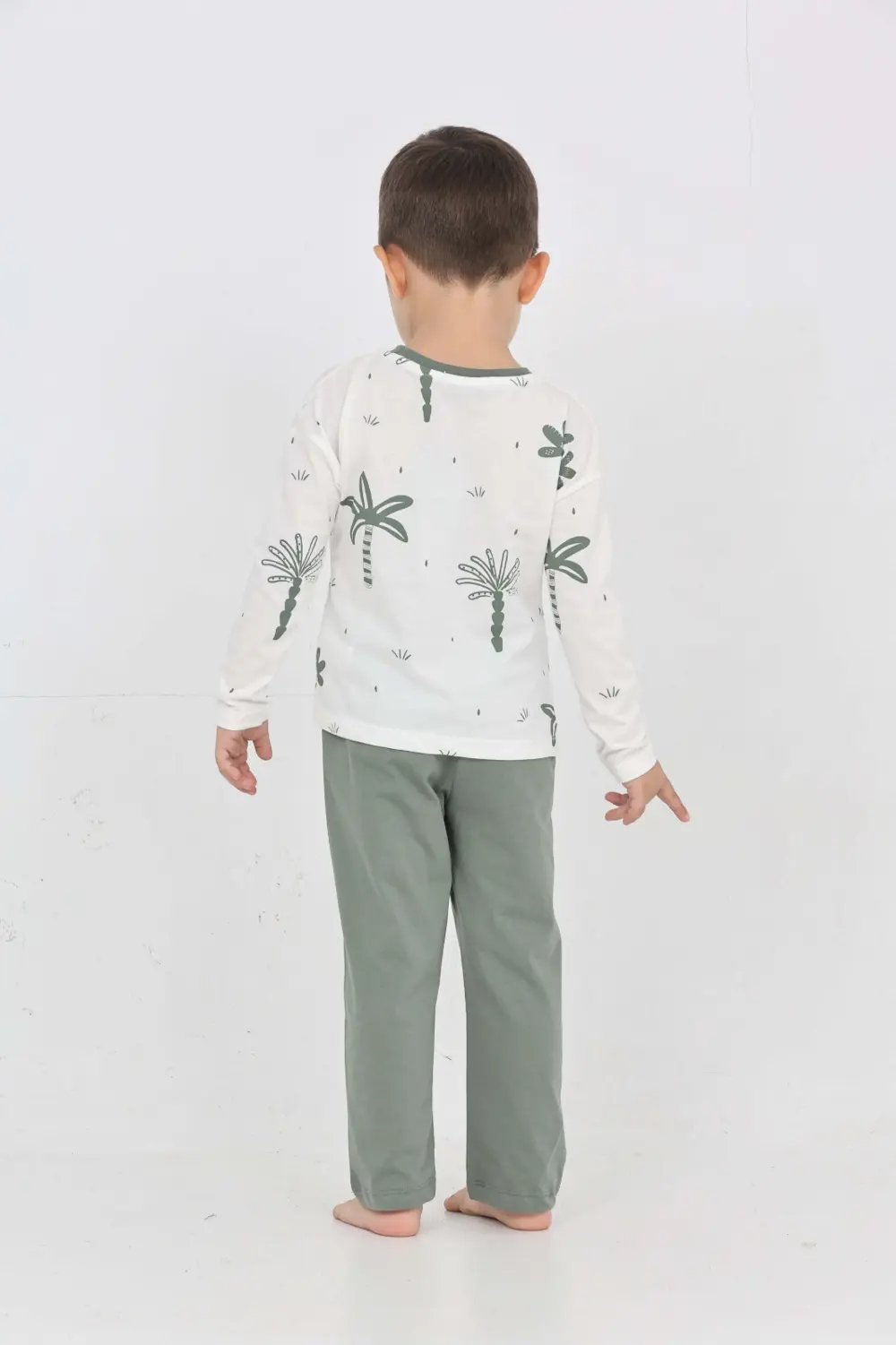 Toontoy Erkek Çocuk Palmiye Baskılı Pijama Takım
