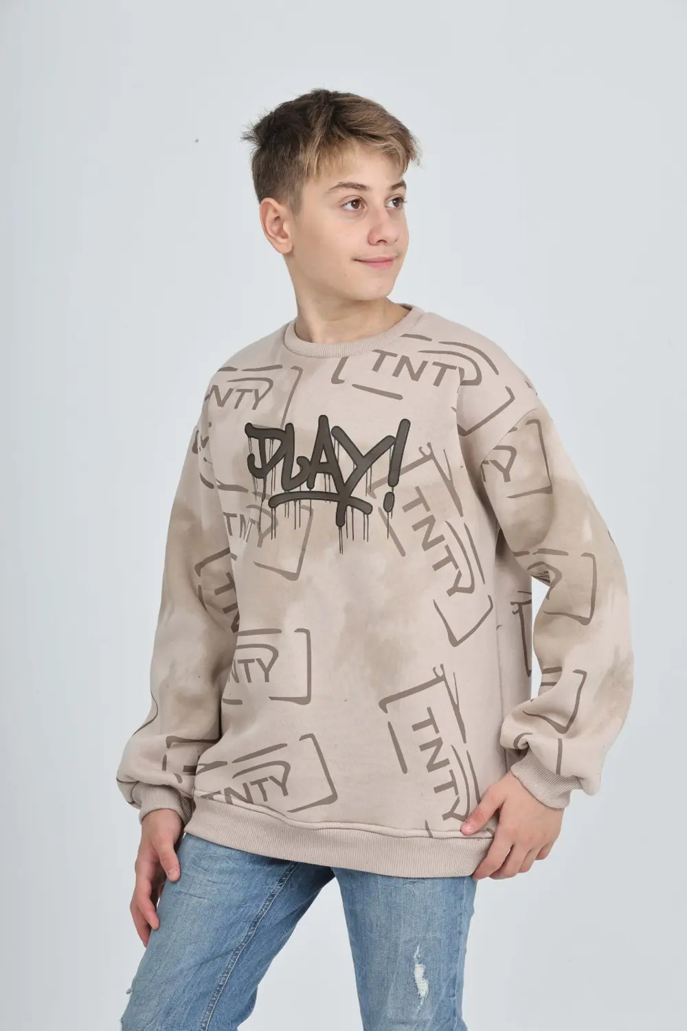 Toontoy Erkek Çocuk Play Baskılı Sweatshirt
