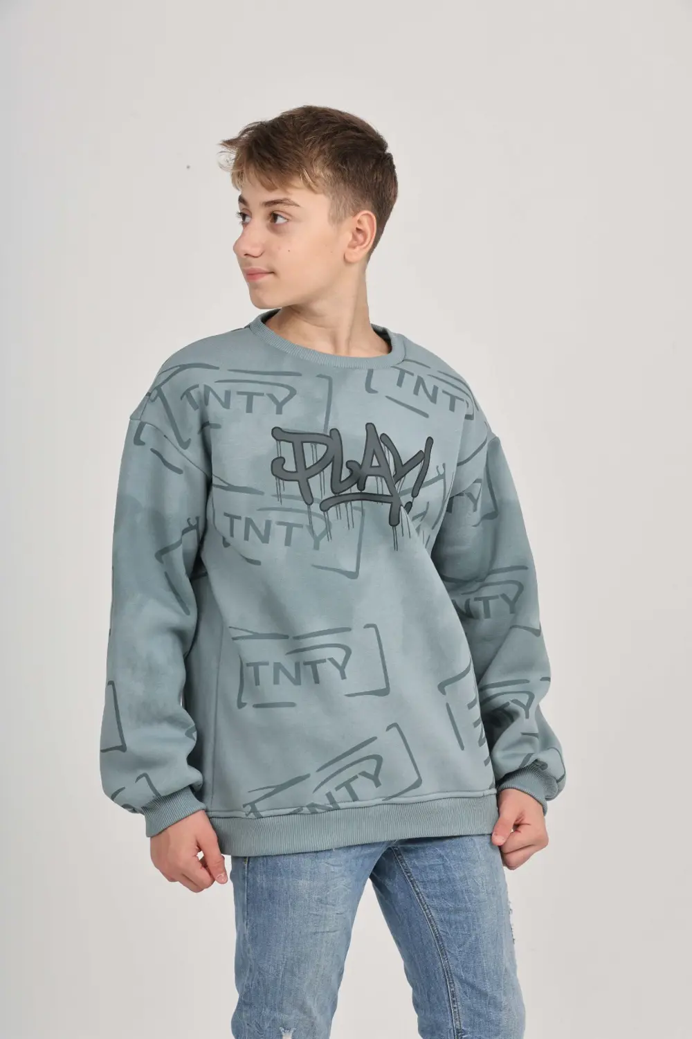 Toontoy Erkek Çocuk Play Baskılı Sweatshirt