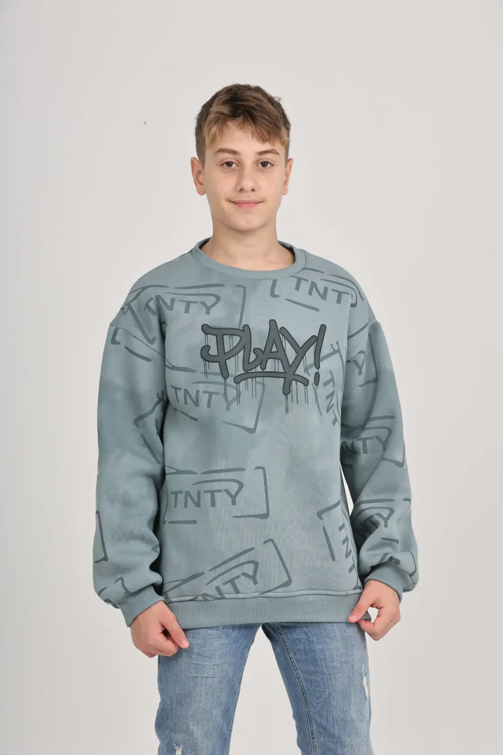 Toontoy Erkek Çocuk Play Baskılı Sweatshirt