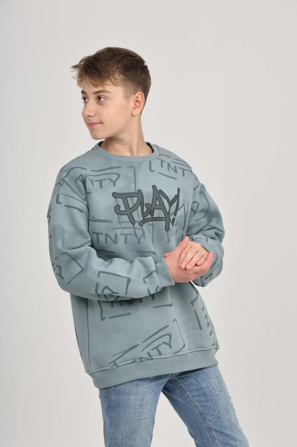 Toontoy Erkek Çocuk Play Baskılı Sweatshirt