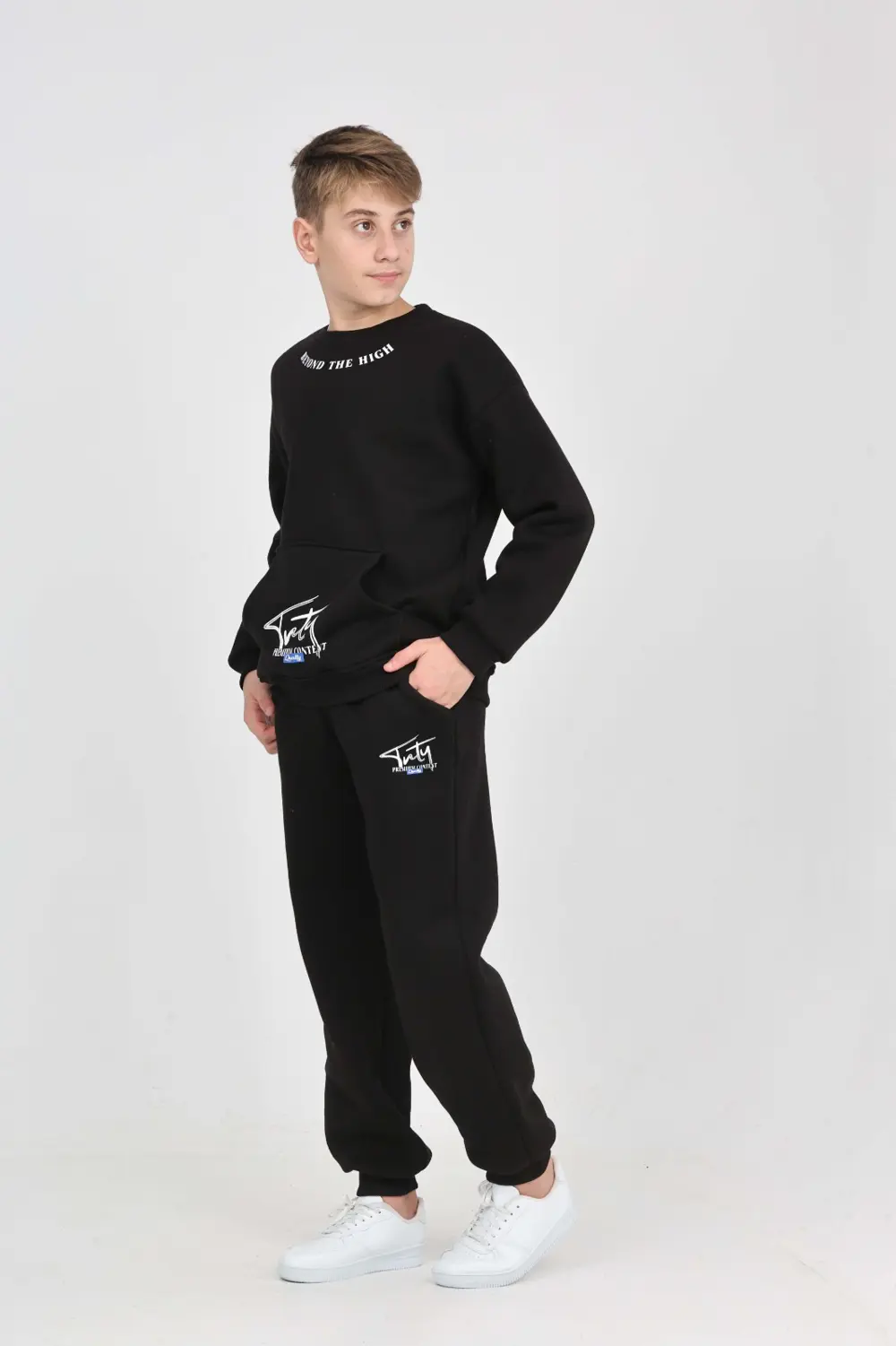 Toontoy Erkek Çocuk Relax Fit Bisiklet Yaka Cepli  Baskılı Sweats
