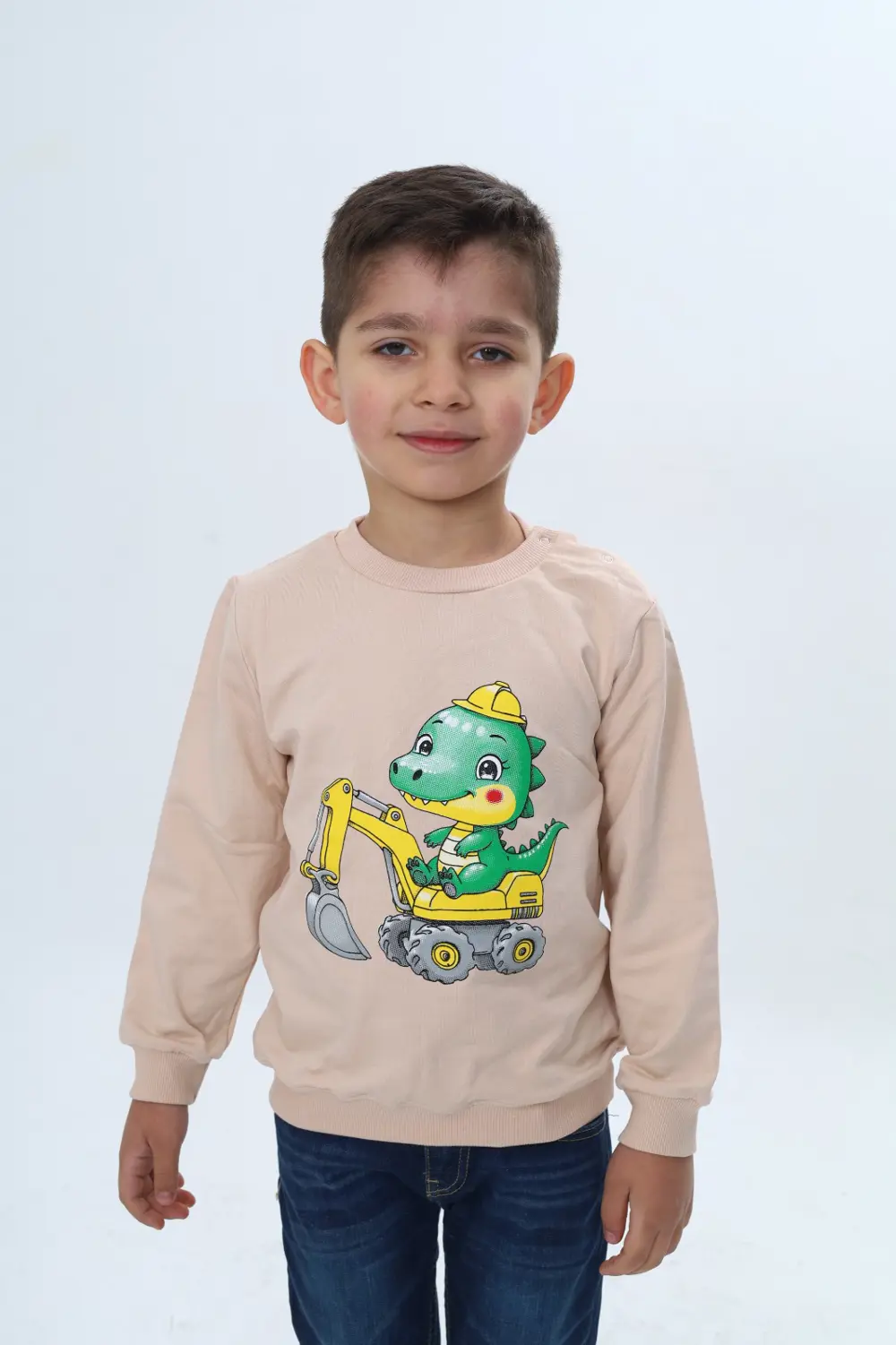 Toontoy Erkek Çocuk Relax Fit Bisiklet Yaka Omuzu Çıtçıtlı Baskıl