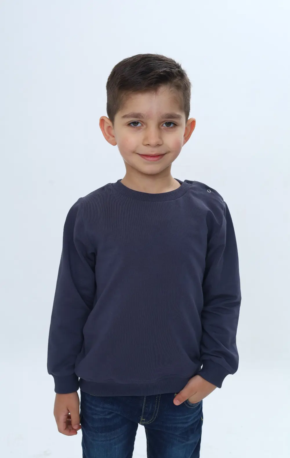 Toontoy Erkek Çocuk Relax Fit Bisiklet Yaka Omuzu Çıtçıtlı Sweats