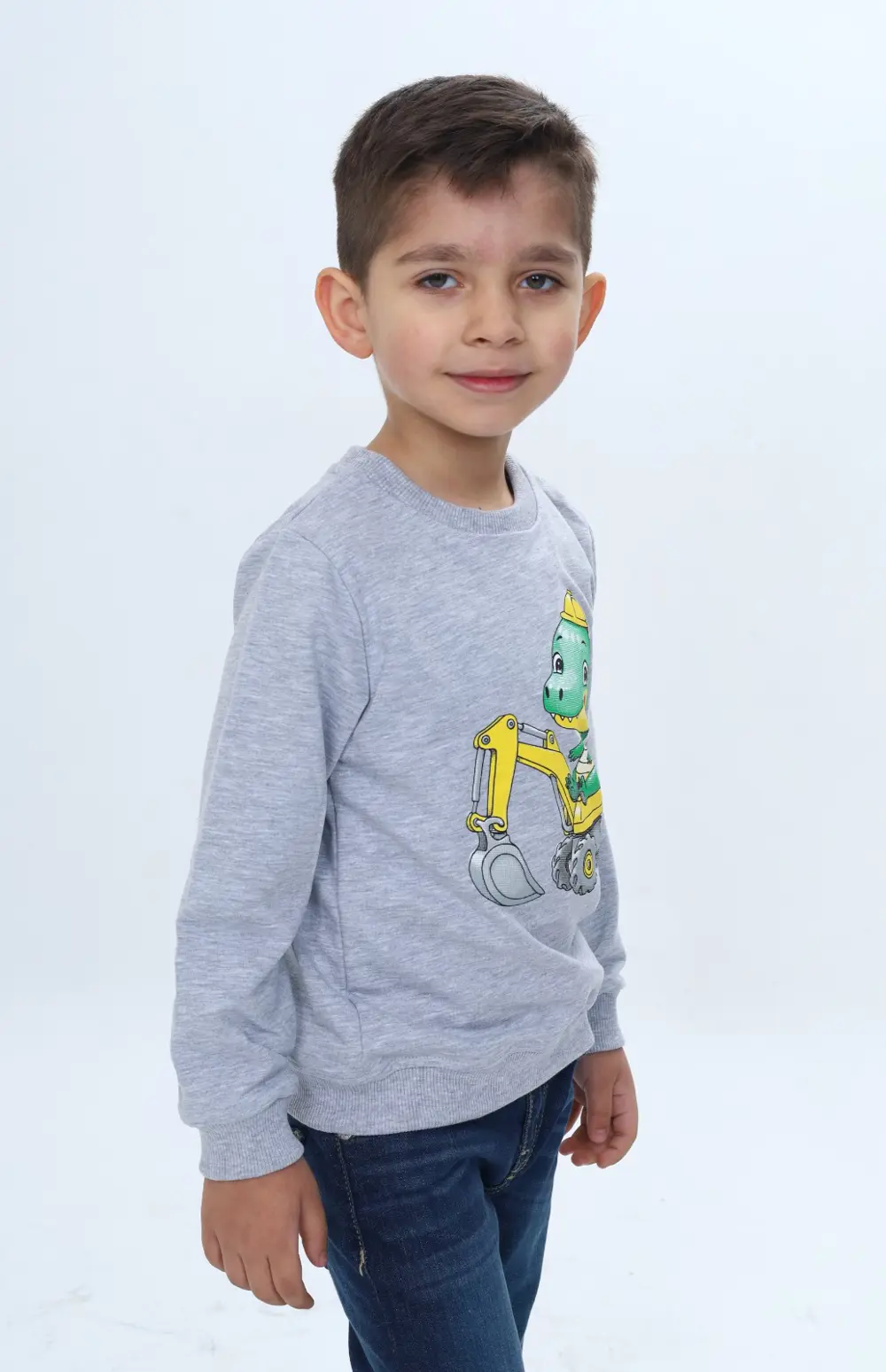 Toontoy Erkek Çocuk Relax Fit Bisiklet Yaka Omuzu Çıtçıtlı Baskıl