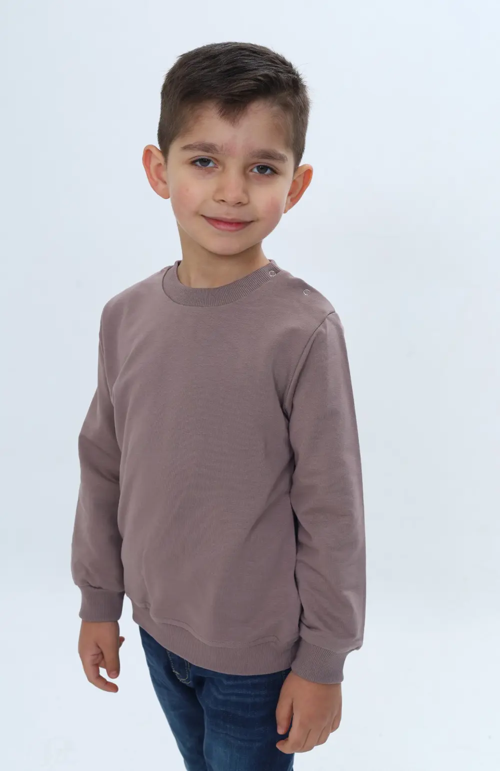 Toontoy Erkek Çocuk Relax Fit Bisiklet Yaka Omuzu Çıtçıtlı Sweats