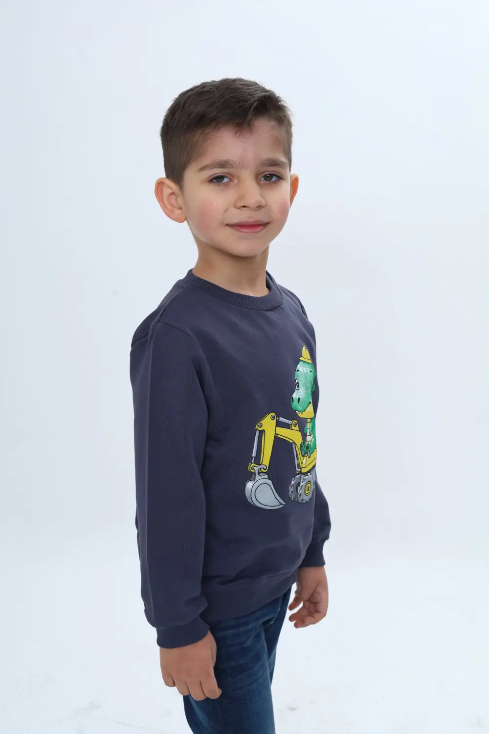 Toontoy Erkek Çocuk Relax Fit Bisiklet Yaka Omuzu Çıtçıtlı Baskıl