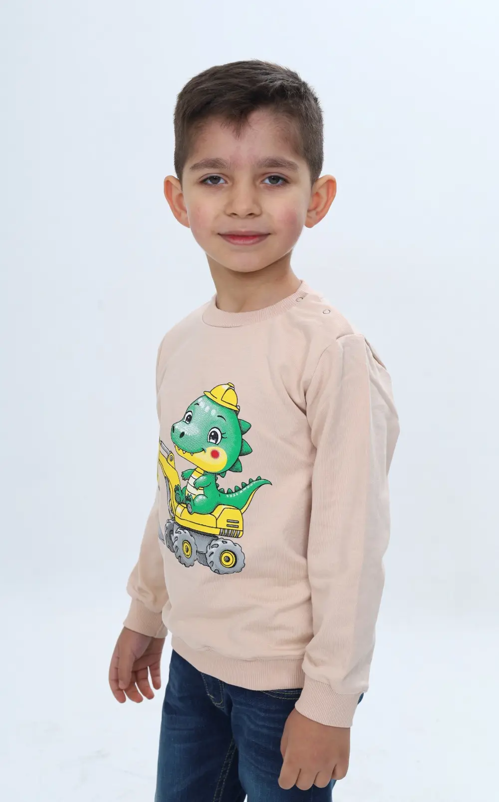 Toontoy Erkek Çocuk Relax Fit Bisiklet Yaka Omuzu Çıtçıtlı Baskıl