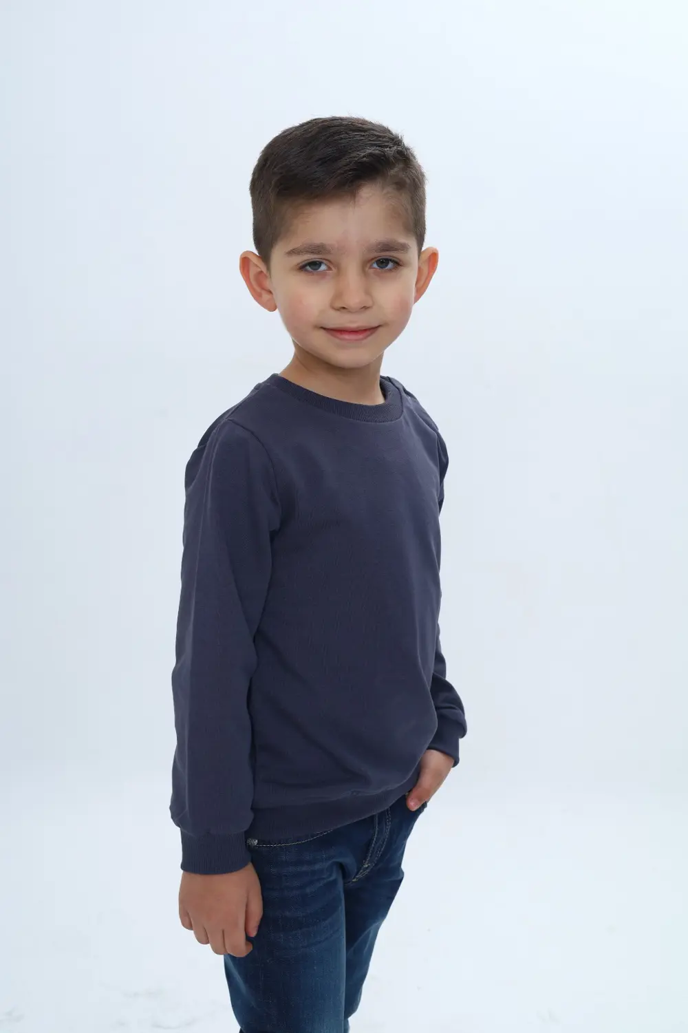 Toontoy Erkek Çocuk Relax Fit Bisiklet Yaka Omuzu Çıtçıtlı Sweats