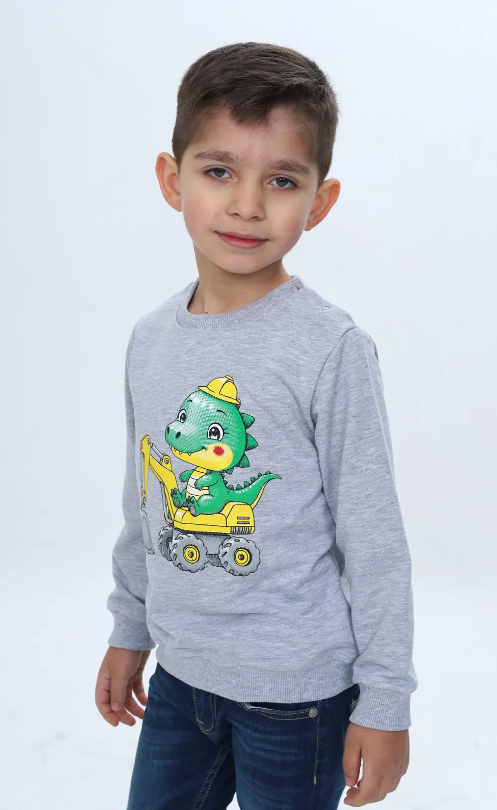 Toontoy Erkek Çocuk Relax Fit Bisiklet Yaka Omuzu Çıtçıtlı Baskıl