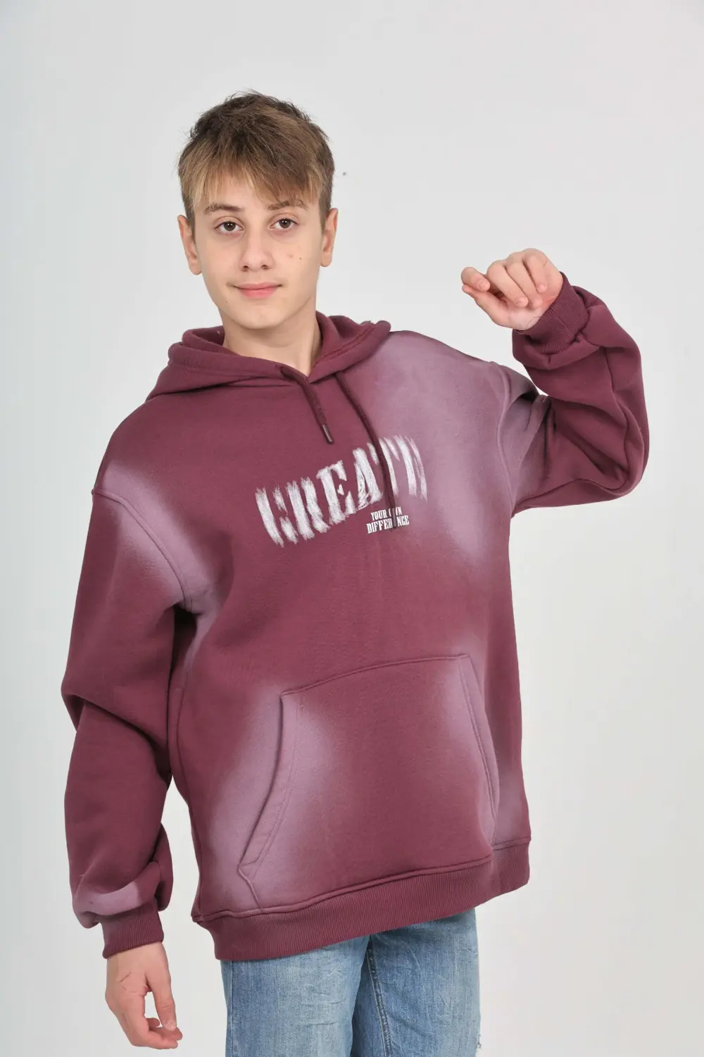 Toontoy Erkek Çocuk Relax Fit Kapüşonlu Cepli Baskılı Sweatshirt