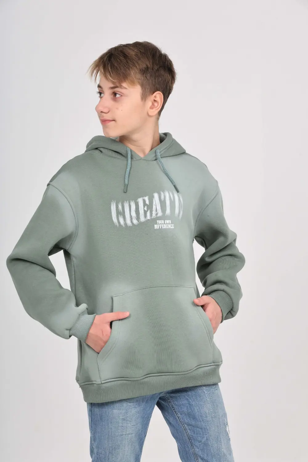 Toontoy Erkek Çocuk Relax Fit Kapüşonlu Cepli Baskılı Sweatshirt