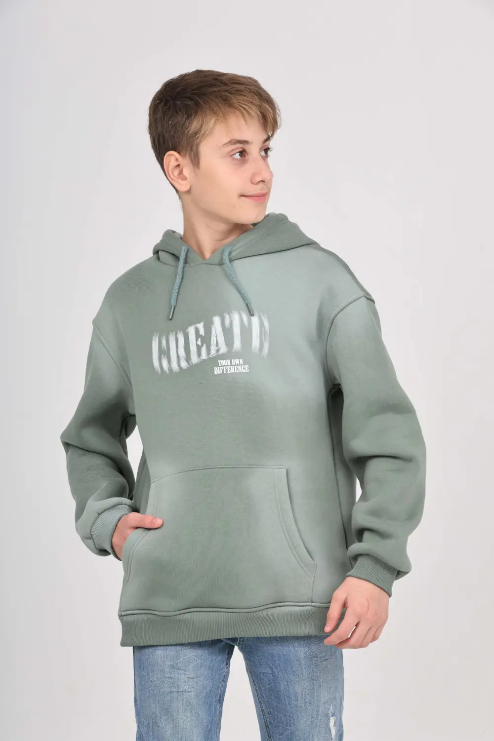 Toontoy Erkek Çocuk Relax Fit Kapüşonlu Cepli Baskılı Sweatshirt