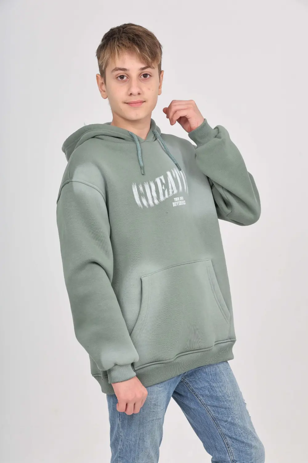 Toontoy Erkek Çocuk Relax Fit Kapüşonlu Cepli Baskılı Sweatshirt
