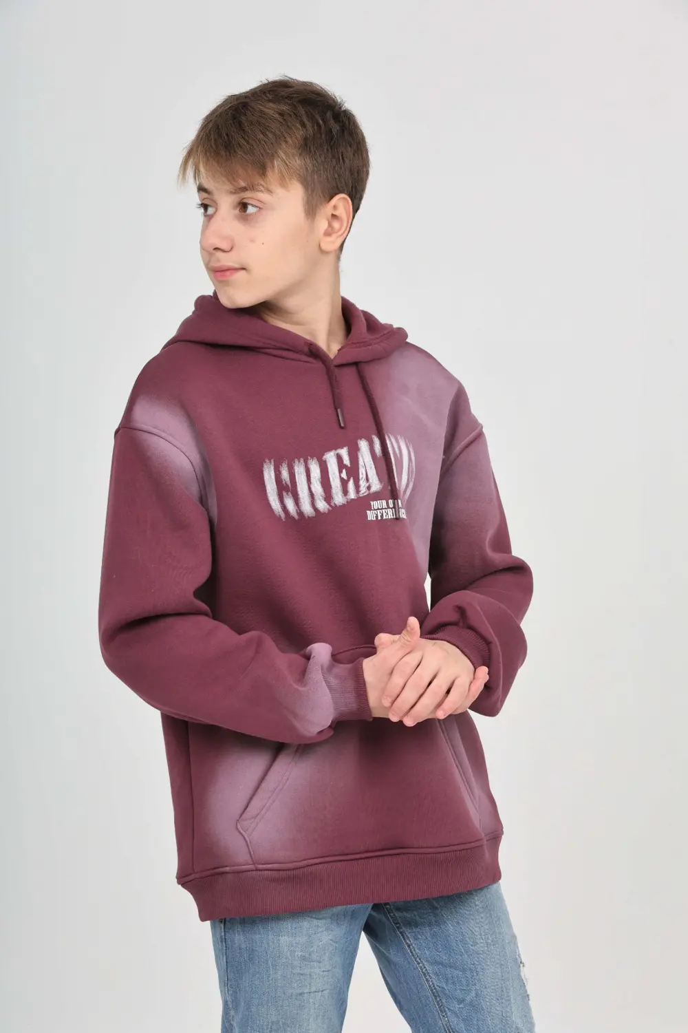 Toontoy Erkek Çocuk Relax Fit Kapüşonlu Cepli Baskılı Sweatshirt