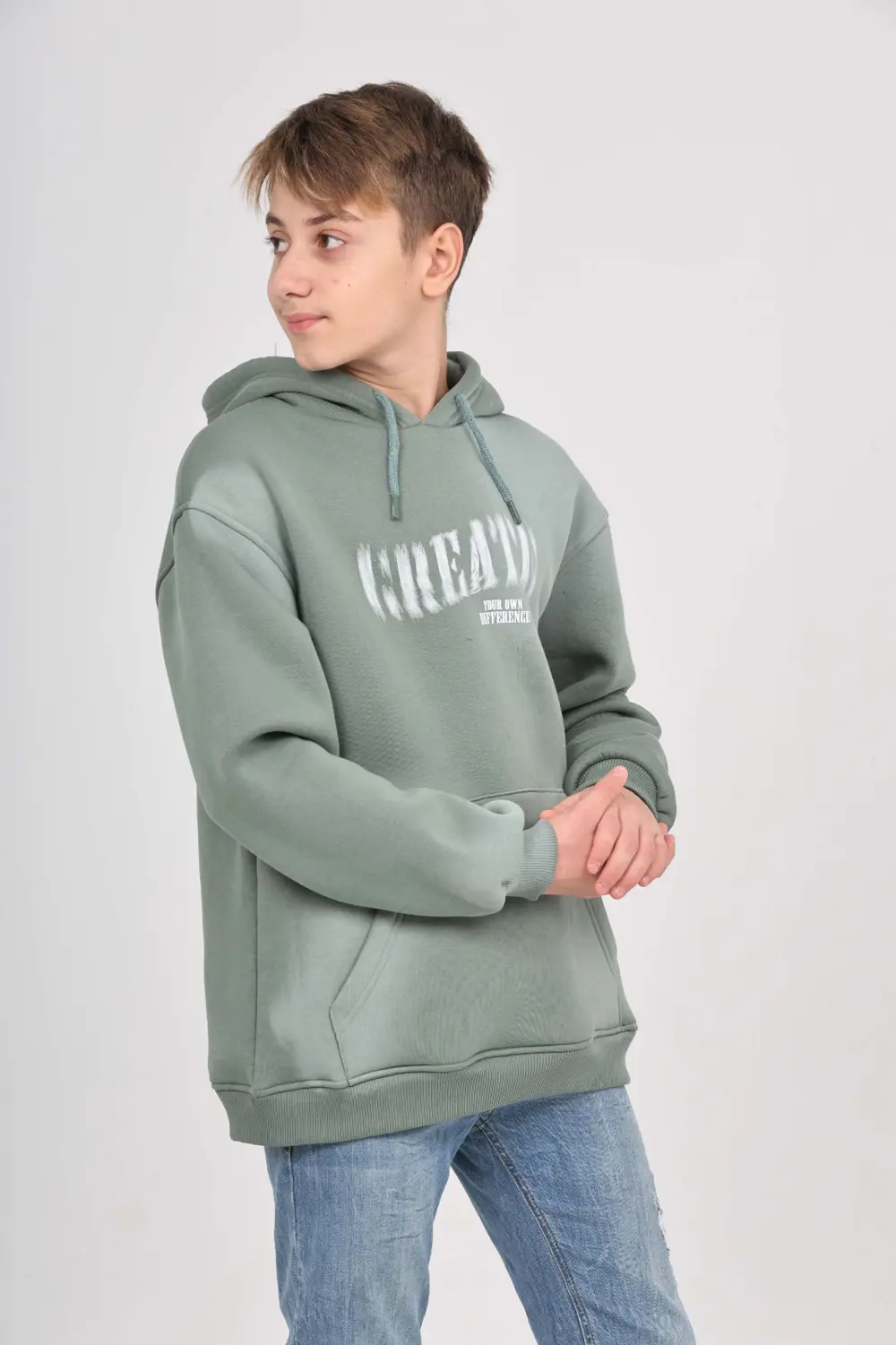 Toontoy Erkek Çocuk Relax Fit Kapüşonlu Cepli Baskılı Sweatshirt