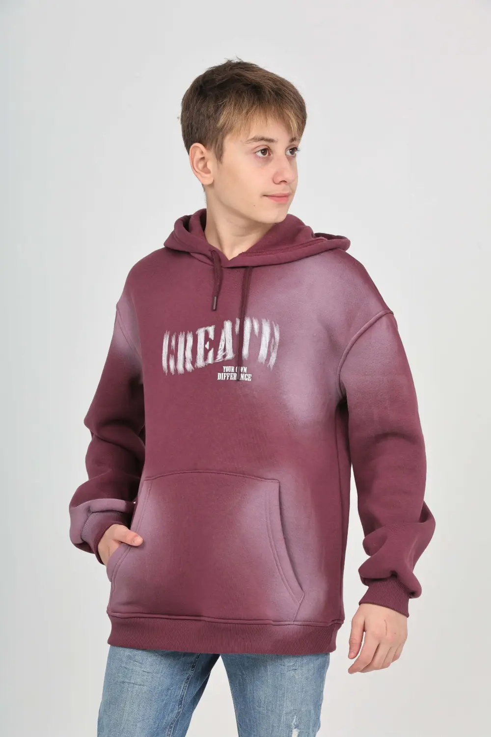 Toontoy Erkek Çocuk Relax Fit Kapüşonlu Cepli Baskılı Sweatshirt