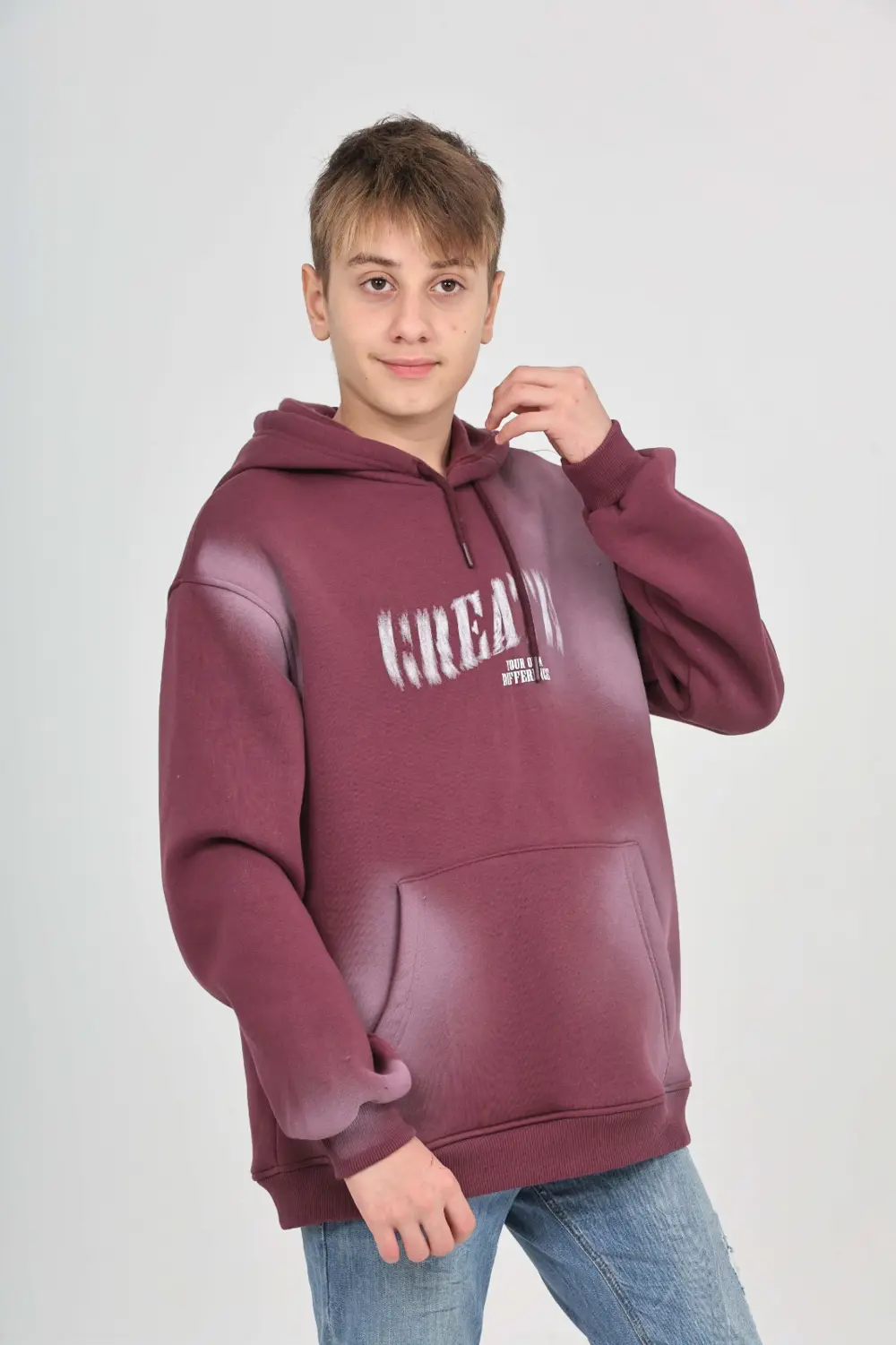 Toontoy Erkek Çocuk Relax Fit Kapüşonlu Cepli Baskılı Sweatshirt