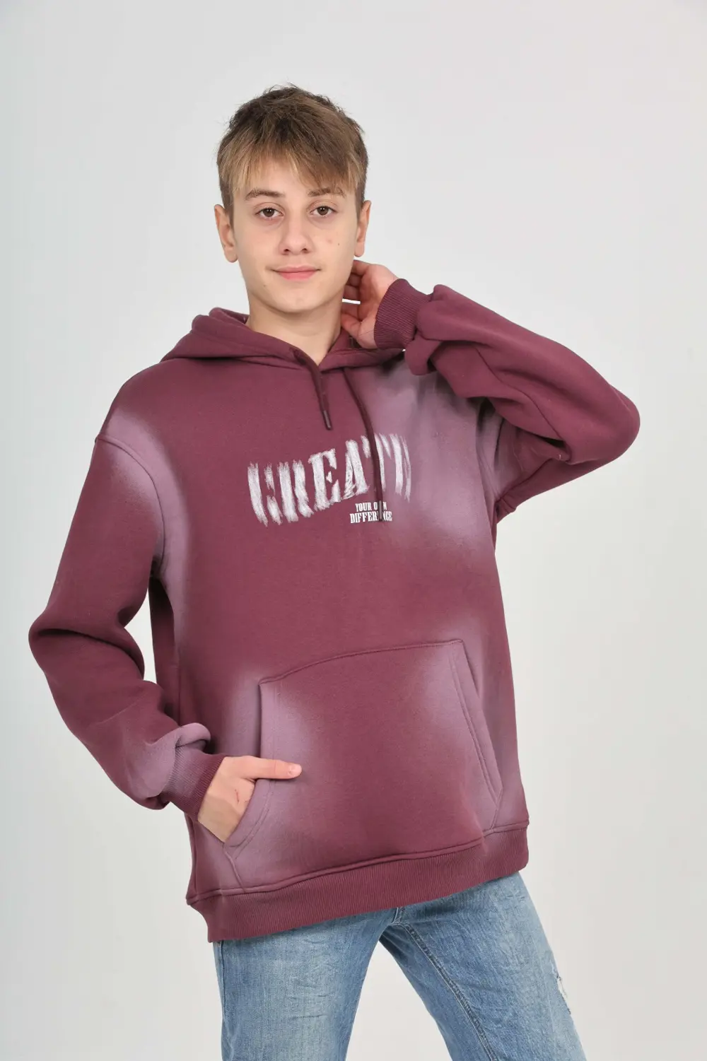 Toontoy Erkek Çocuk Relax Fit Kapüşonlu Cepli Baskılı Sweatshirt