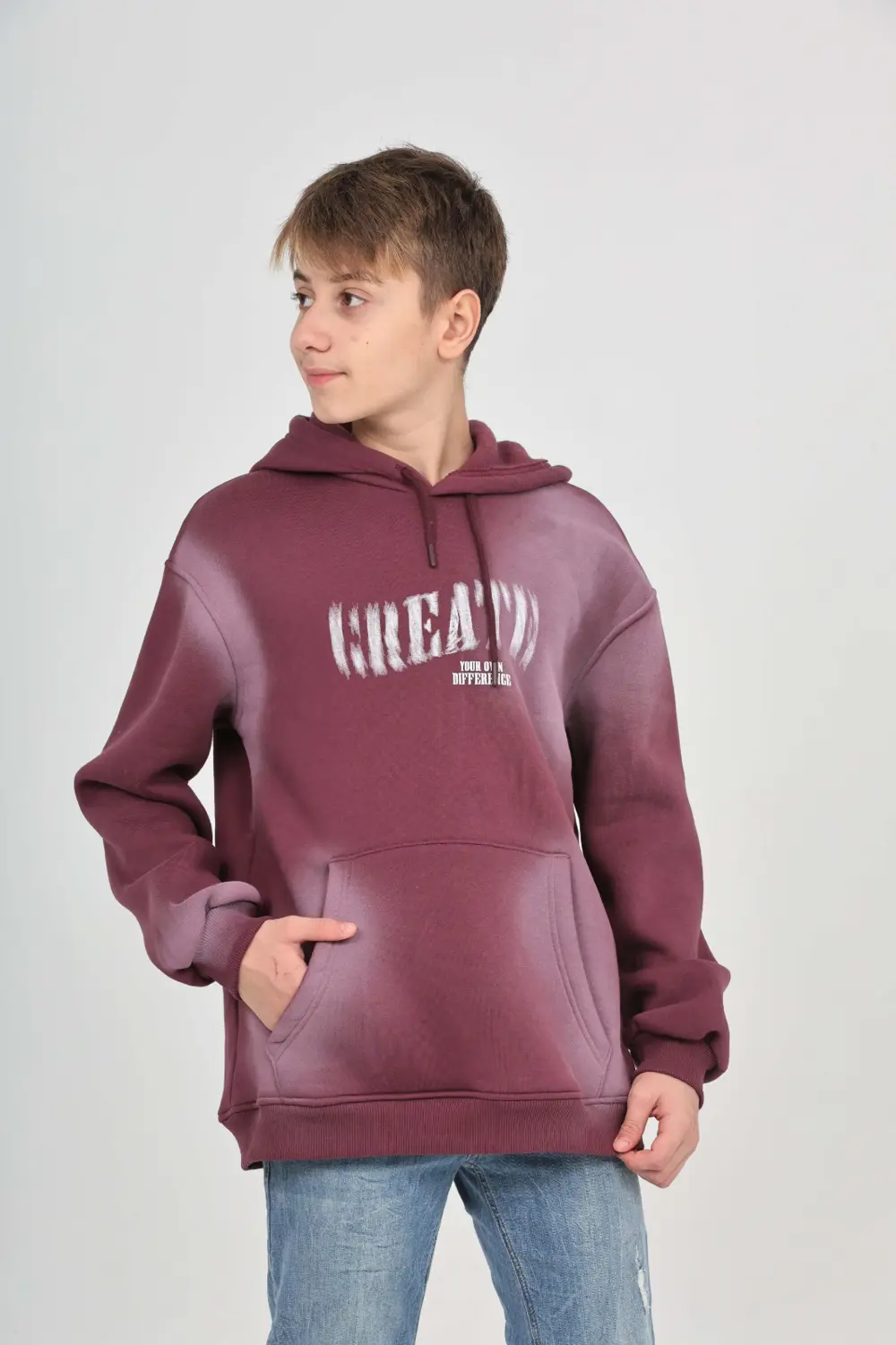 Toontoy Erkek Çocuk Relax Fit Kapüşonlu Cepli Baskılı Sweatshirt