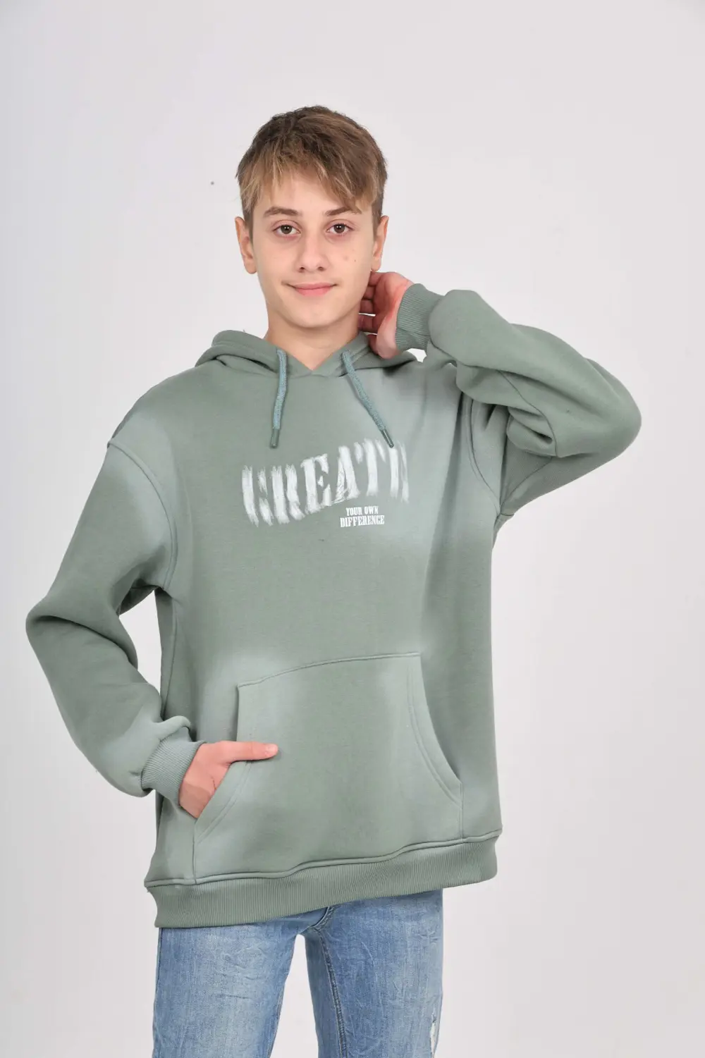 Toontoy Erkek Çocuk Relax Fit Kapüşonlu Cepli Baskılı Sweatshirt