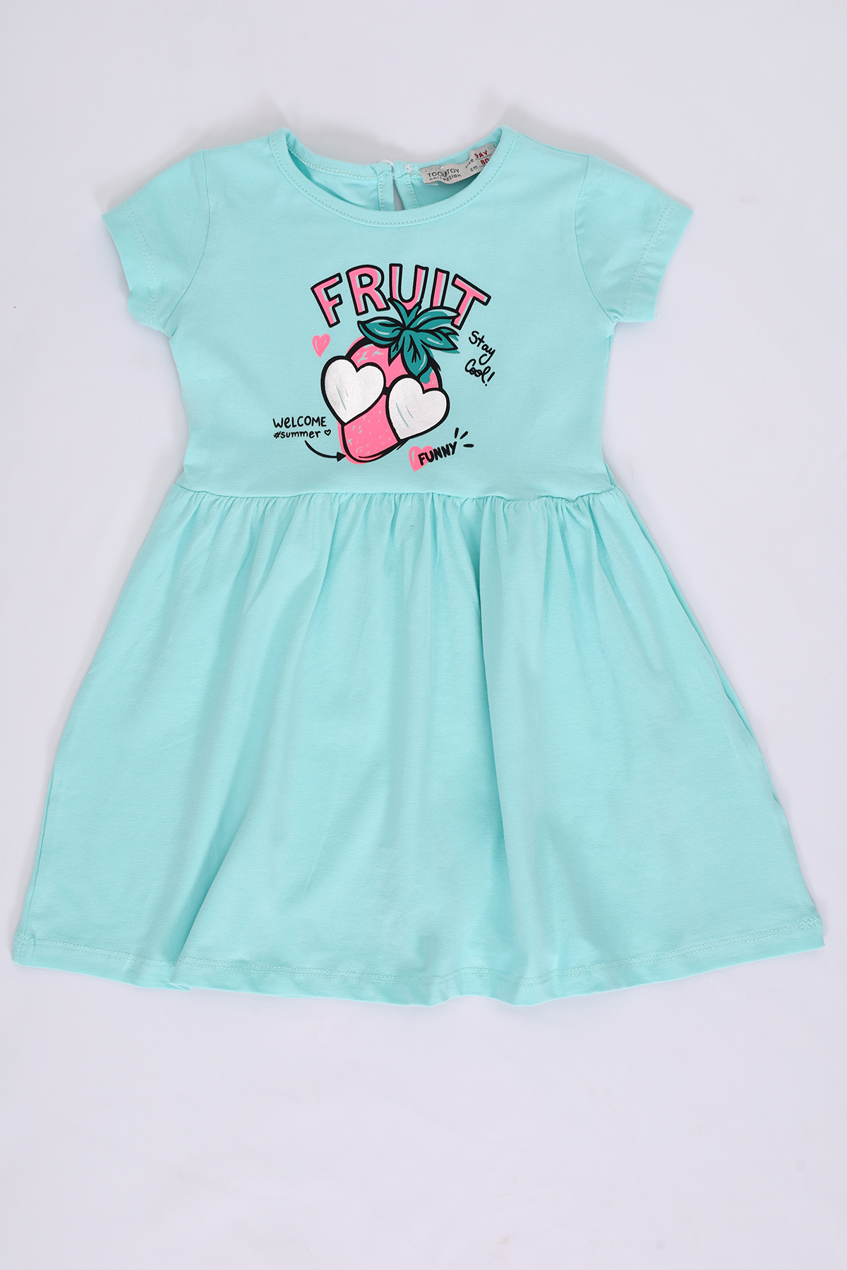 Toontoy Kız Bebek Fruit Yazılı Çilek Baskılı Elbise