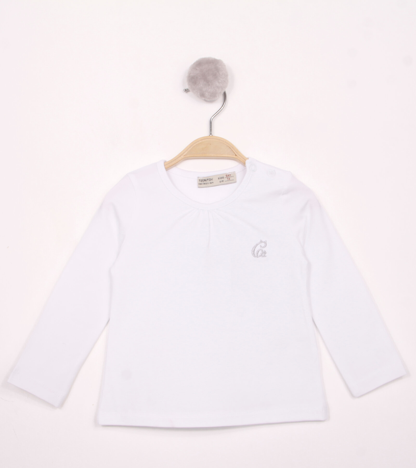 Toontoy Kız Bebek Göğsü Nakışlı T-Shirt