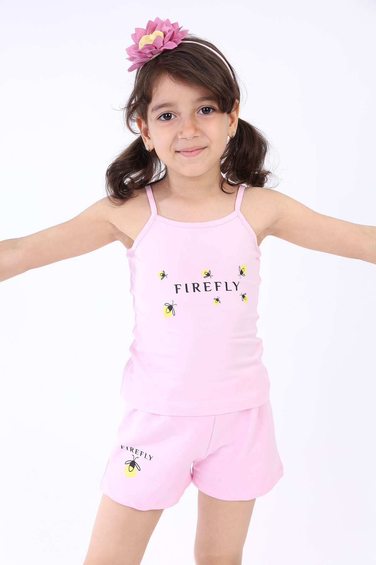 Toontoy Kız Bebek  Arı Baskılı Şortlu Takım