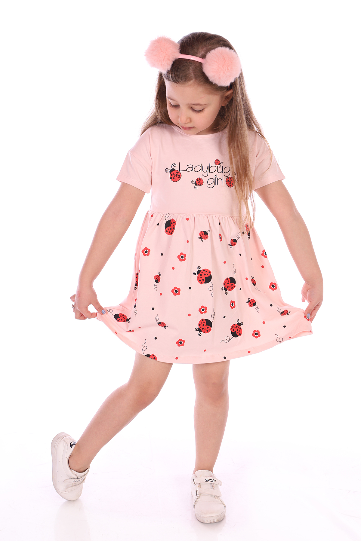 Toontoy Kız Bebek Ladybug Girl Uğur Böcek Baskılı Elbise